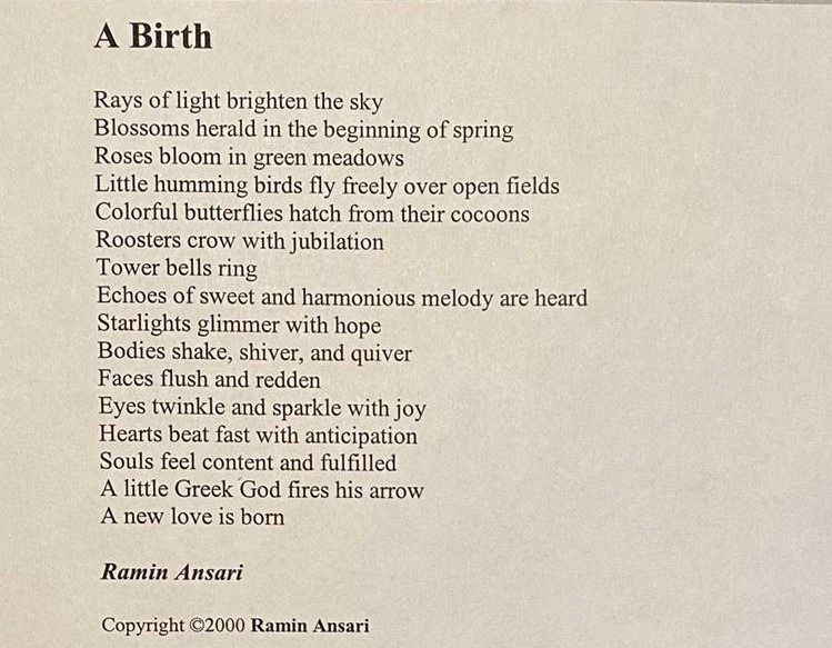 a poem on the birth of love